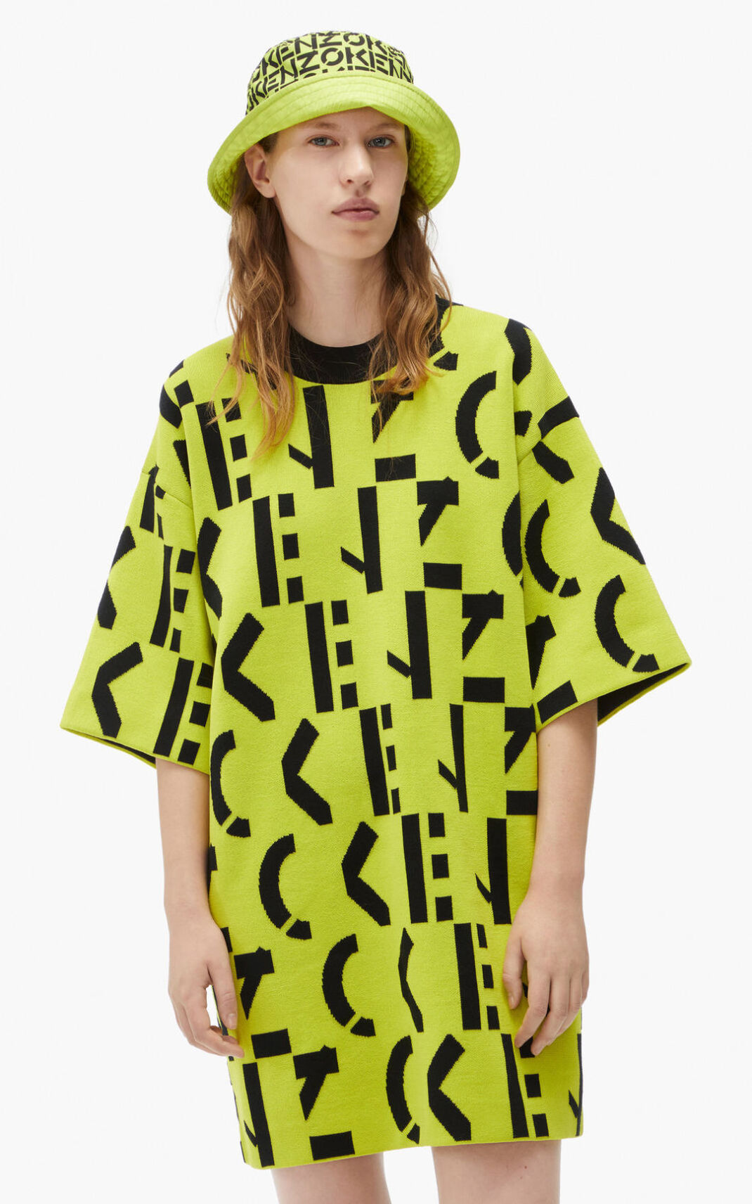 Robe Kenzo Femme Sport oversize monogram T shirt Vert Clair BZNGF-0263